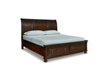 Porter Rustic Brown King Sleigh Bed, Dresser, Mirror, Chest And Nightstand