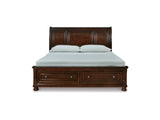 Porter Rustic Brown King Sleigh Bed, Dresser, Mirror, Chest And Nightstand