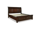 Porter Rustic Brown King Sleigh Bed, Dresser, Mirror, Chest And Nightstand