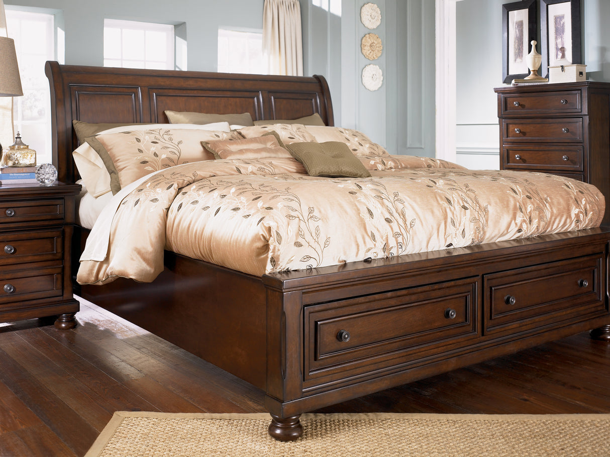 Porter Rustic Brown California King Sleigh Bed