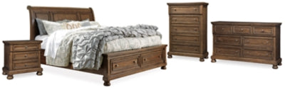 Flynnter Medium Brown King Bed, Dresser, Chest And 2 Nightstands
