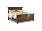 Flynnter Medium Brown King Panel Bed, Dresser, Mirror And 2 Nightstands