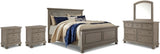 Lettner Light Gray Queen Panel Bed, Dresser, Mirror And 2 Nightstands