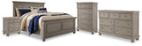 Lettner Light Gray California King Panel Bed, Dresser, Chest And 2 Nightstands
