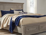 Lettner Light Gray King Panel Storage Bed