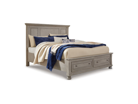 Lettner Light Gray California King Panel Storage Bed