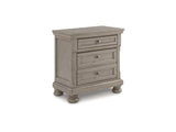 Lettner Light Gray King Panel Bed With Dresser, Mirror And Nightstand