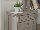 Lettner Light Gray King Panel Bed, Dresser, Mirror And 2 Nightstands
