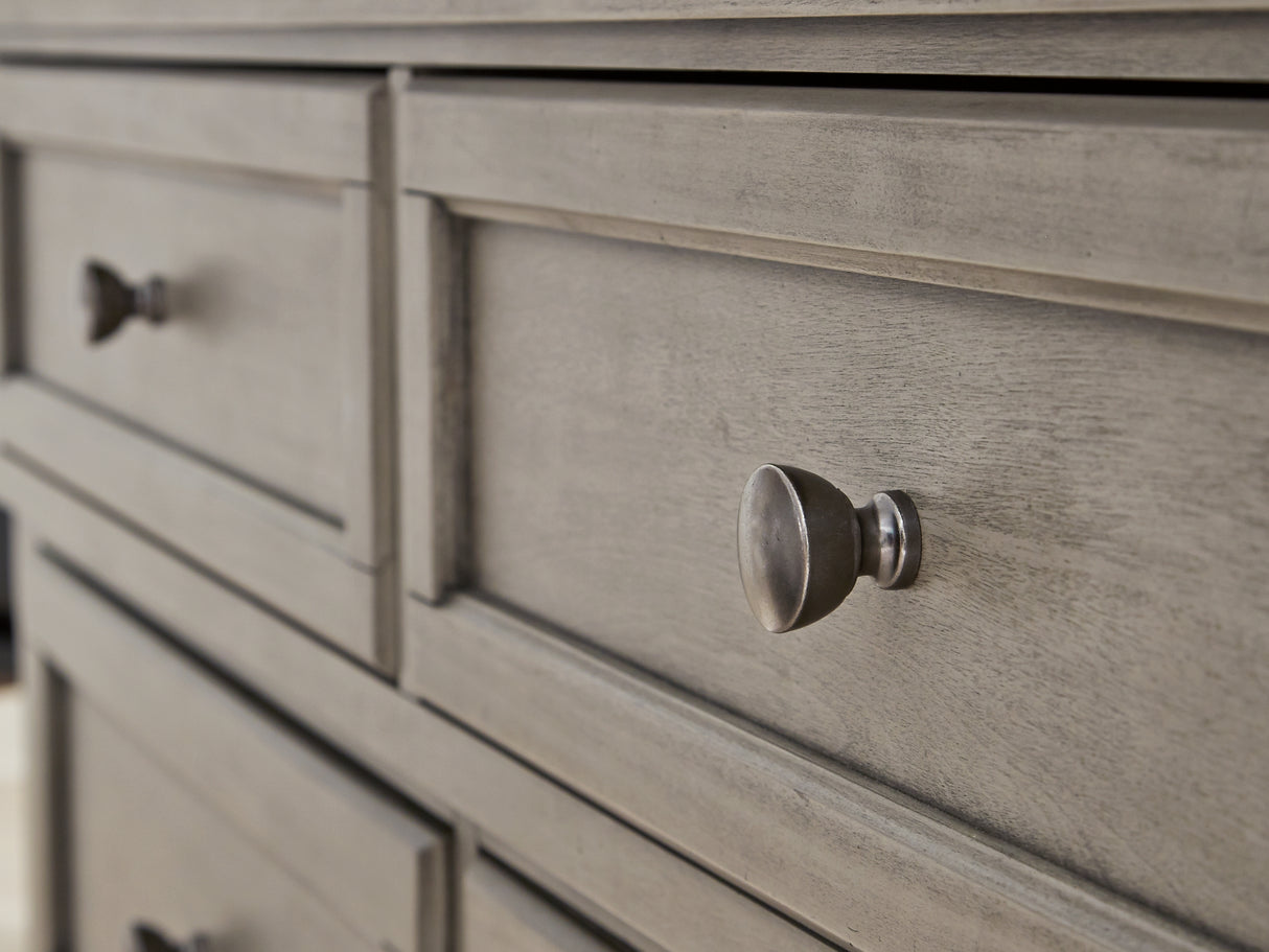 Lettner Light Gray Queen Panel Storage Bed, Dresser, Mirror And Nightstand