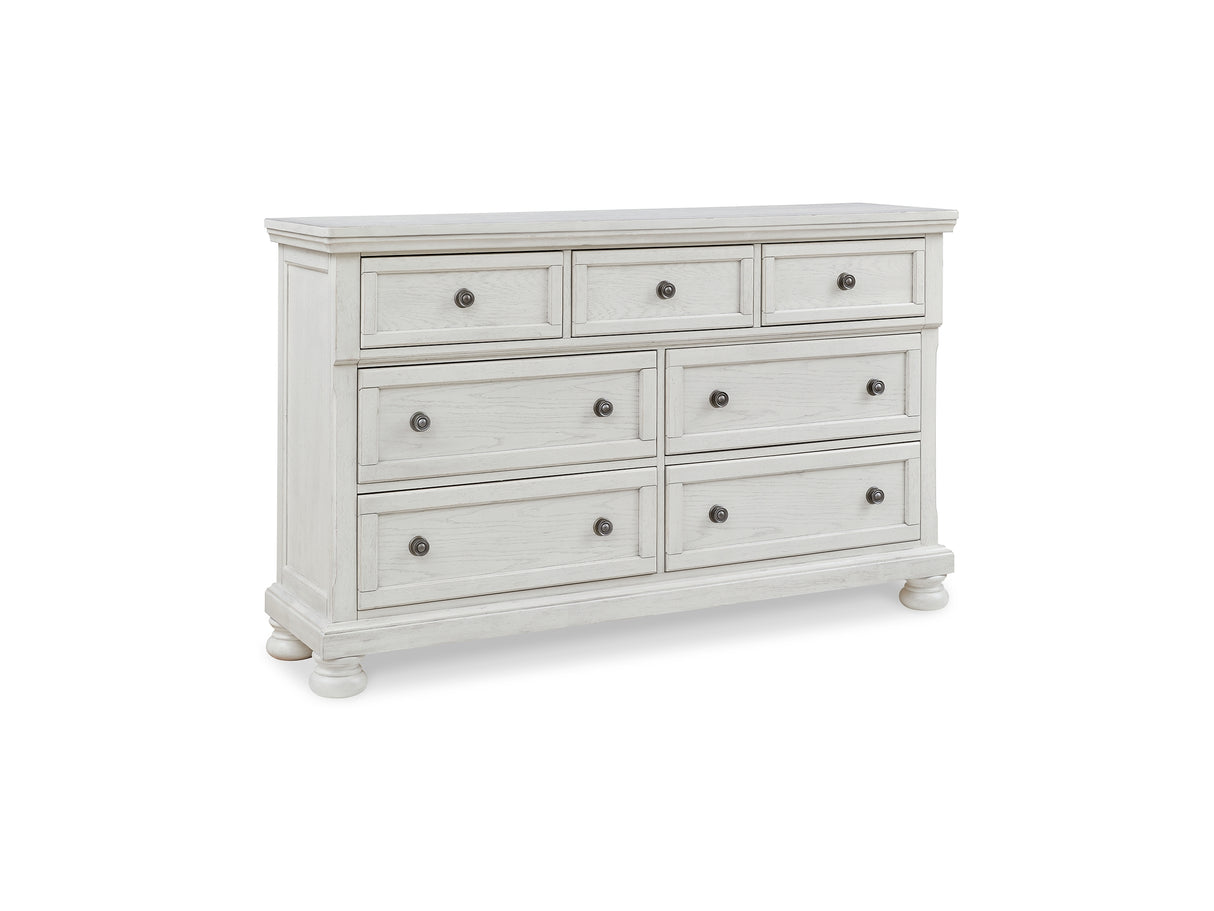 Robbinsdale Antique White Queen Panel Bed, Dresser, Chest And 2 Nightstands