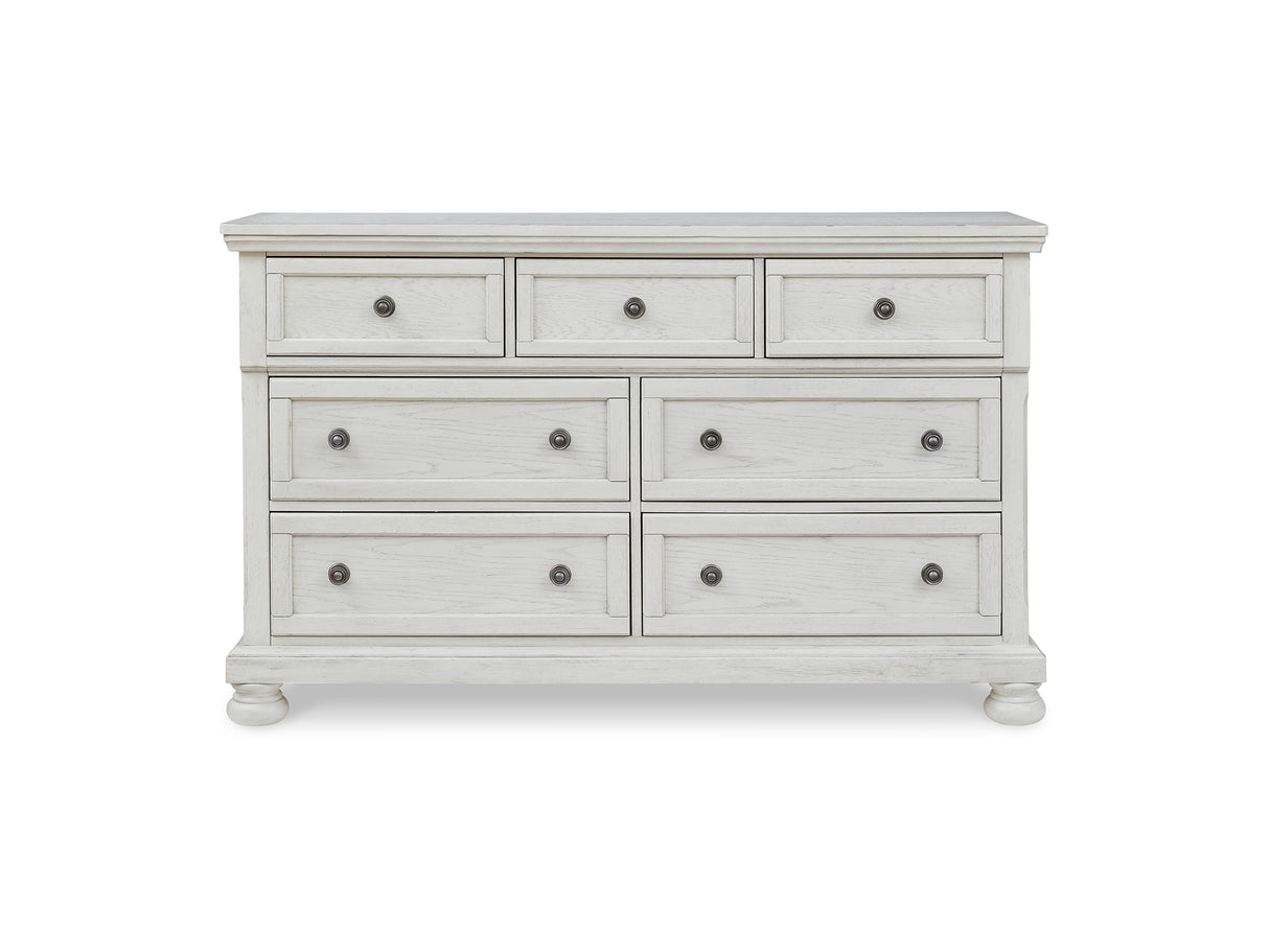 Robbinsdale Antique White Queen Panel Bed, Dresser, Chest And 2 Nightstands