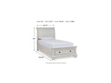Robbinsdale Antique White Twin Storage Bed, Dresser, Mirror And Nightstand