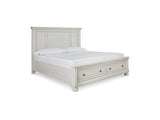 Robbinsdale Antique White King Storage Bed And 2 Nightstands