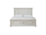 Robbinsdale Antique White King Storage Bed And 2 Nightstands
