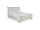Robbinsdale Antique White California King Sleigh Bed With Storage