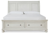 Robbinsdale Antique White Queen Sleigh Bed With Storage