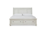 Robbinsdale Antique White California King Sleigh Bed With Storage