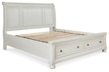 Robbinsdale Antique White California King Sleigh Bed With Storage
