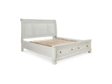 Robbinsdale Antique White King Sleigh Bed With Storage