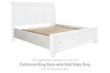 Robbinsdale Antique White California King Rails with Roll Slats