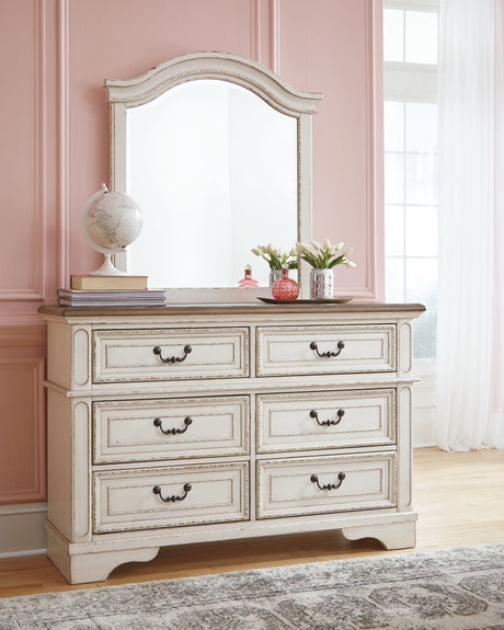Realyn Chipped White Dresser And Mirror