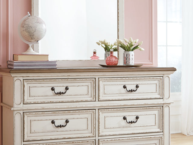 Realyn Chipped White Dresser And Mirror
