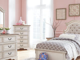 Realyn Chipped White Dresser And Mirror