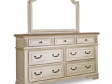 Realyn Chipped White King Bed With Mirrored Dresser And Nightstand
