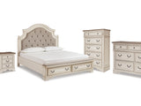 Realyn King Storage Bed, Dresser, Chest And 2 Nightstands