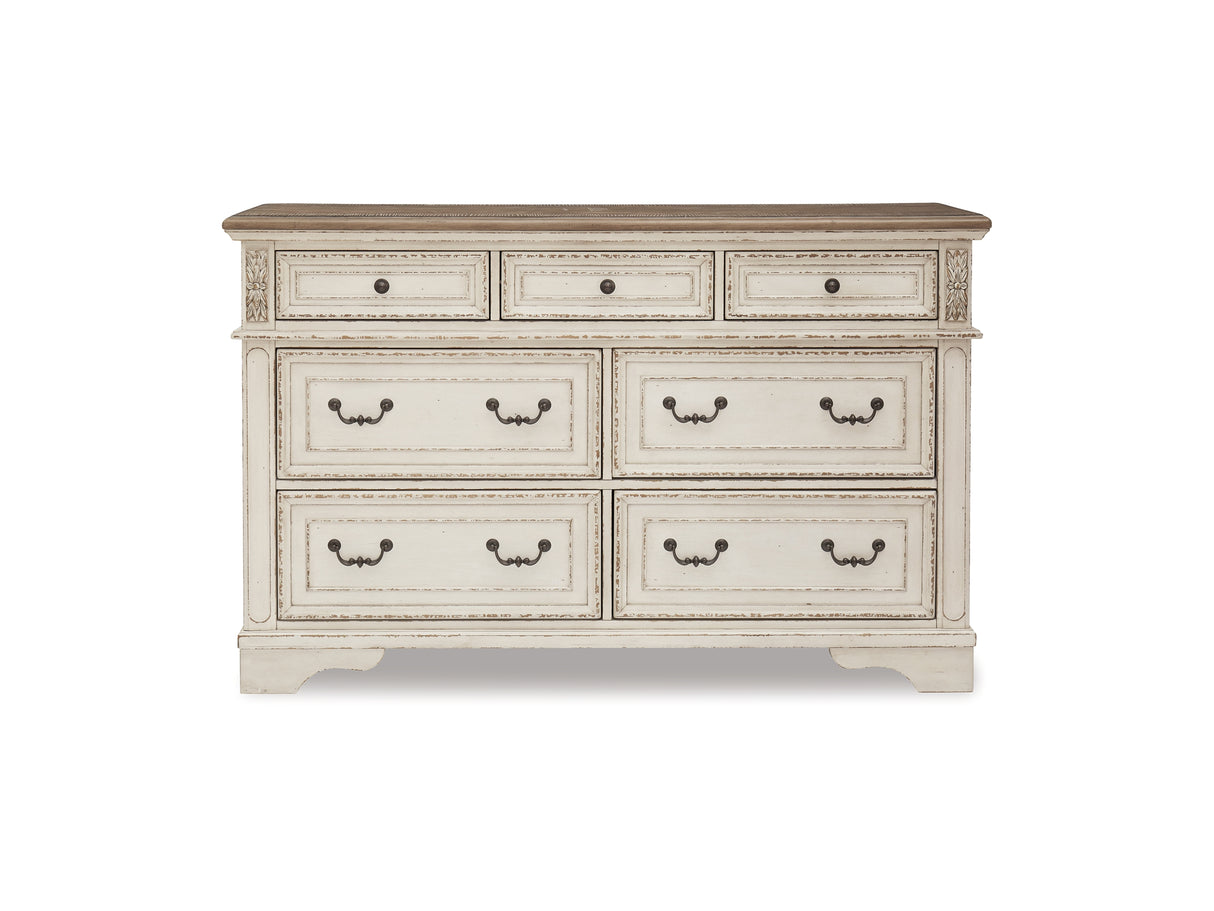 Realyn Two-Tone Queen Panel Bed, Dresser, Chest And 2 Nightstands