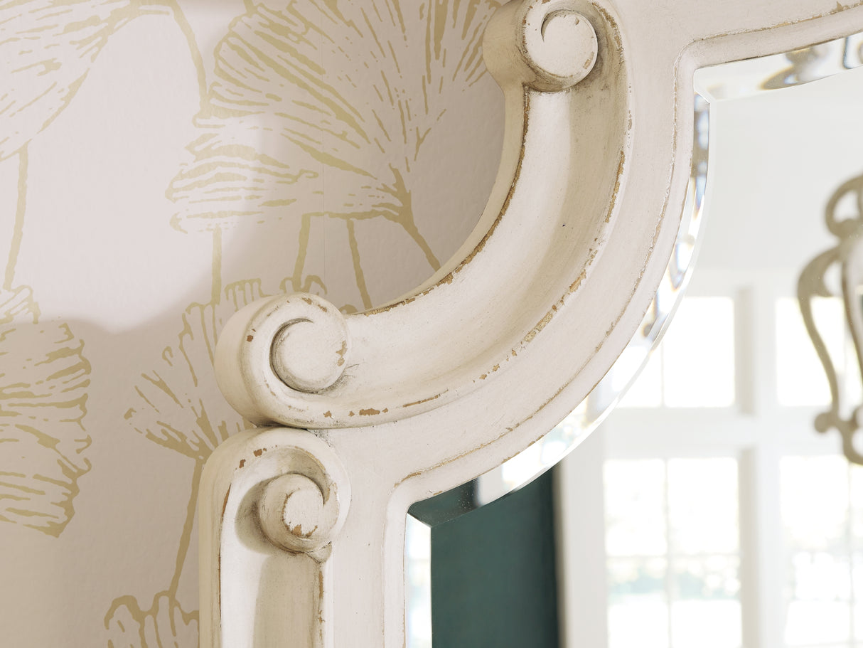 Realyn Two-Tone Queen Upholstered Panel Bed, Dresser, Mirror, Chest And Nightstand