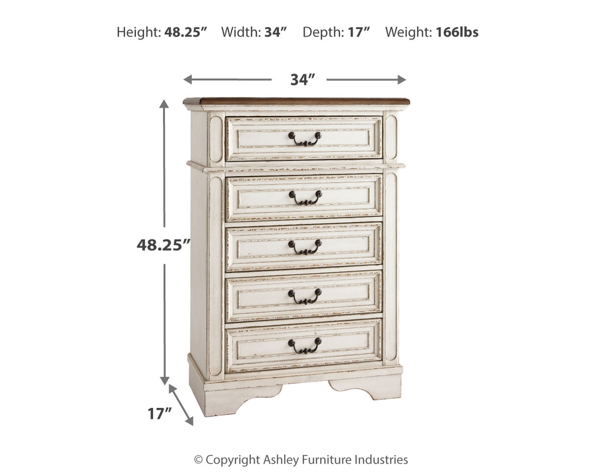 Realyn Chipped White Chest Of Drawers