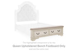 Realyn Chipped White Queen Upholstered Bench Footboard