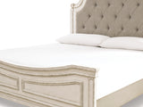 Realyn Chipped White King Bed With Mirrored Dresser And Nightstand