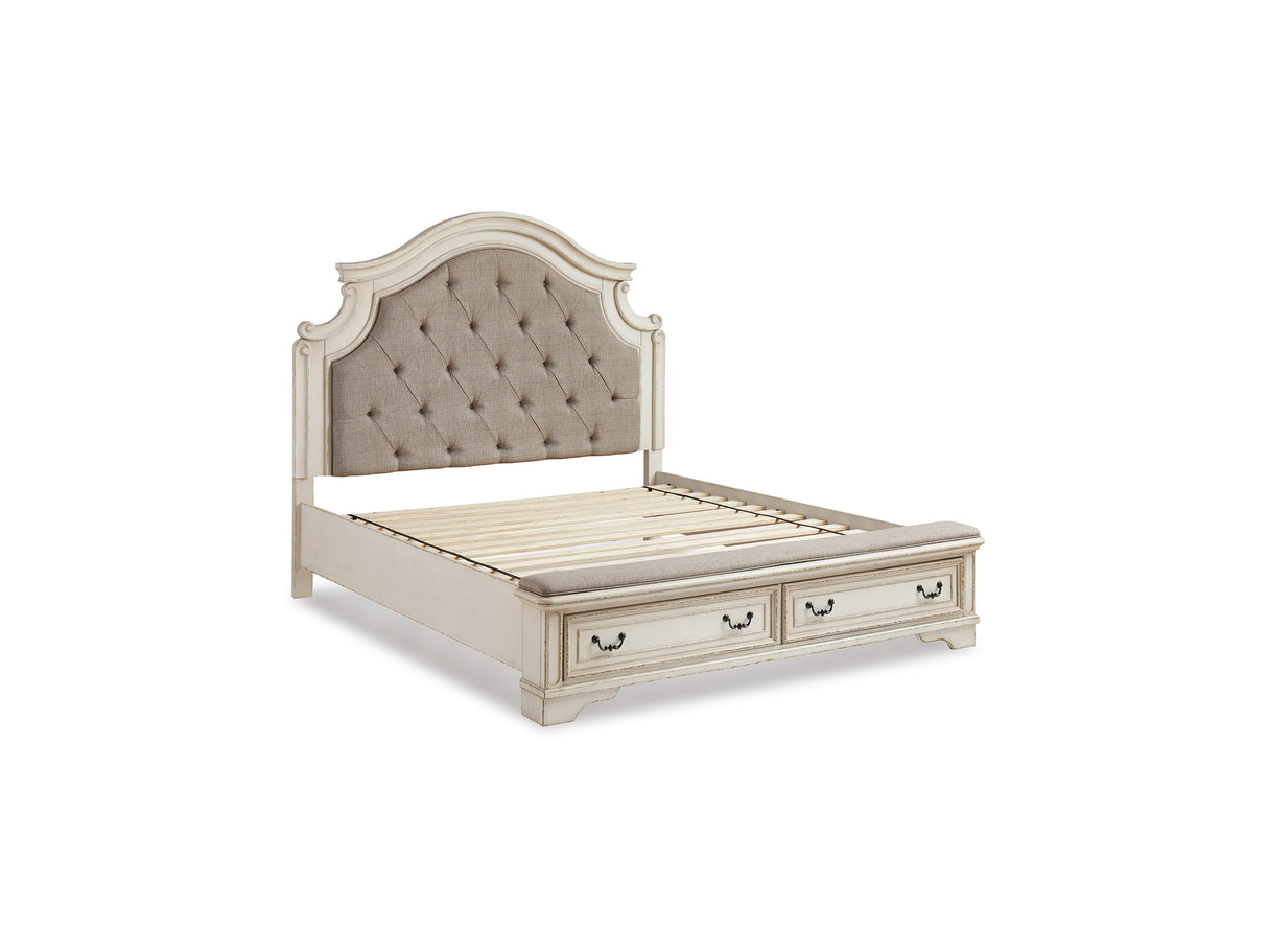 Realyn King Storage Bed, Dresser, Chest And 2 Nightstands