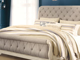 Realyn Chipped White Queen Sleigh Bed
