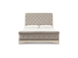 Realyn Two-Tone Queen Upholstered Sleigh Bed And Chest