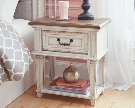 Realyn Chipped White Nightstand
