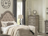 Lodenbay Antique Gray/Brown Queen Upholstered Panel Bed, Dresser, Mirror And 2 Nightstands