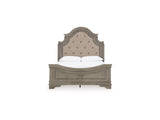 Lodenbay Antique Gray Queen Upholstered Panel Bed, Dresser, Mirror, Chest And Nightstand