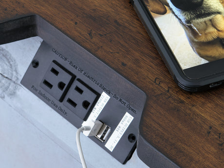 Lodenbay Antique Gray King Upholstered Panel Bed, Dresser, Mirror, And Nightstand