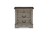Lodenbay Antique Gray/Brown King Upholstered Panel Bed, Dresser, Mirror, Chest And Nightstand