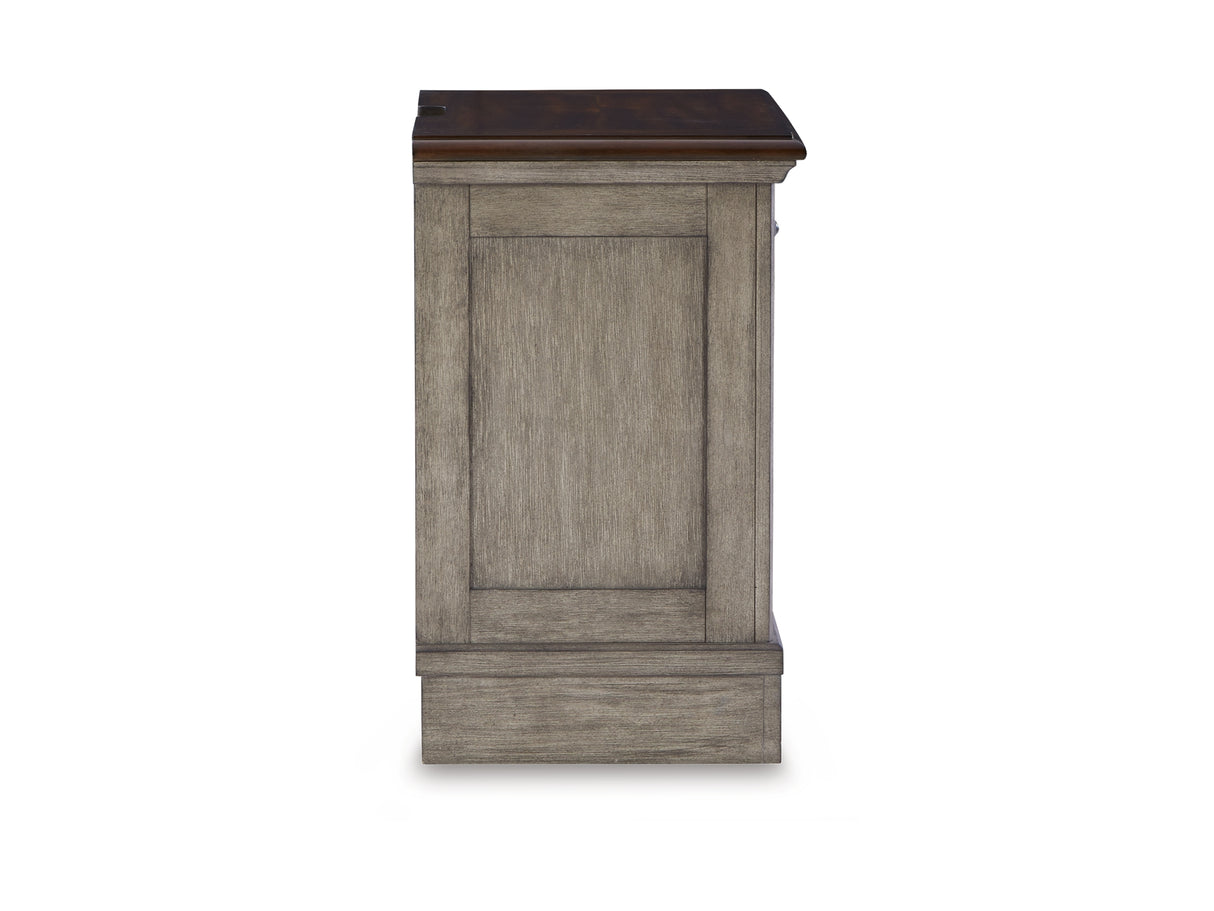 Lodenbay Antique Gray/Brown Queen Upholstered Panel Bed, Dresser, Mirror And 2 Nightstands