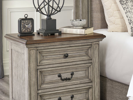 Lodenbay Antique Gray Queen Upholstered Panel Bed, Dresser, Mirror, Chest And Nightstand