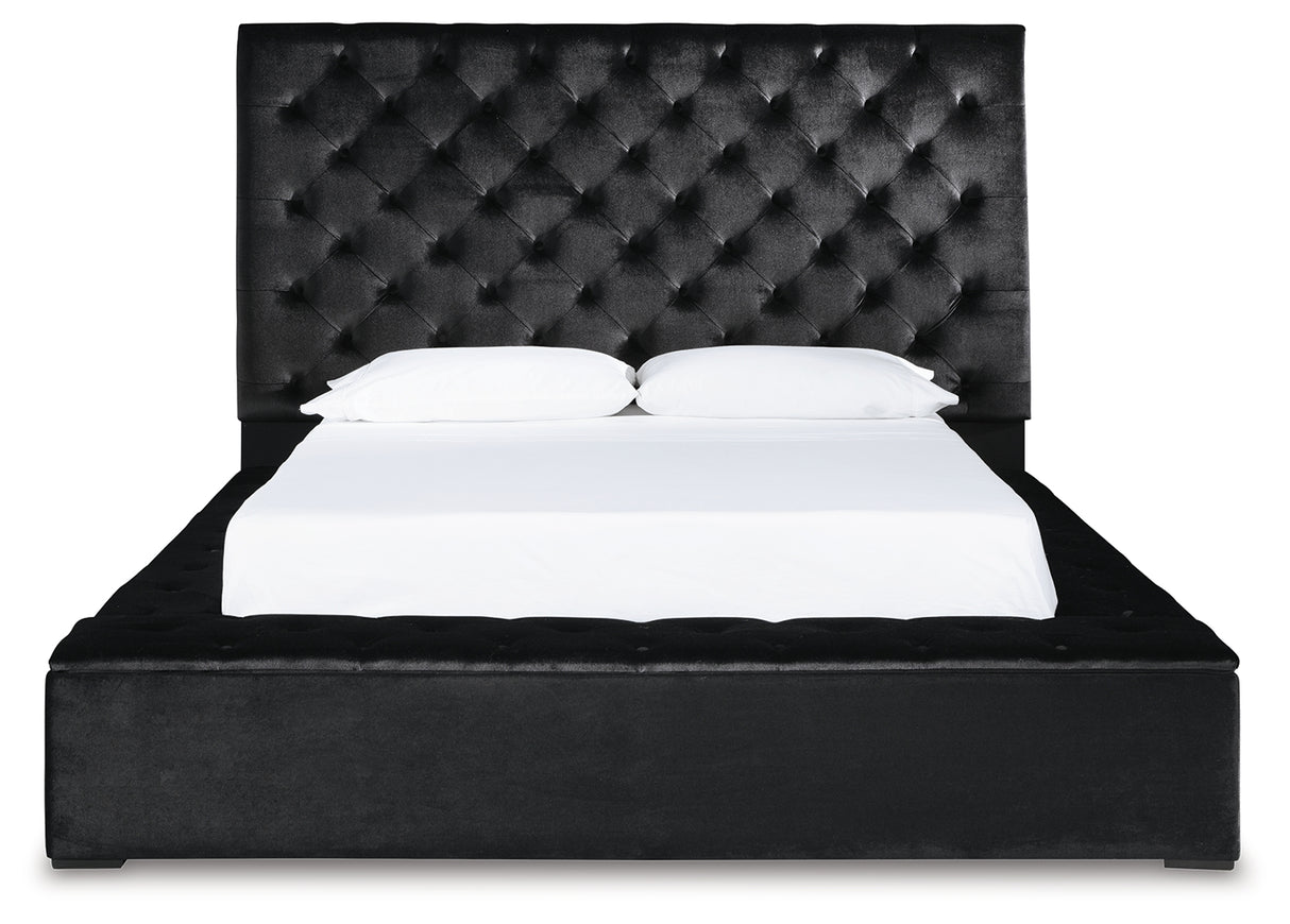 Lindenfield Black Queen Upholstered Bed With Storage
