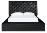 Lindenfield Black Queen Upholstered Bed With Storage