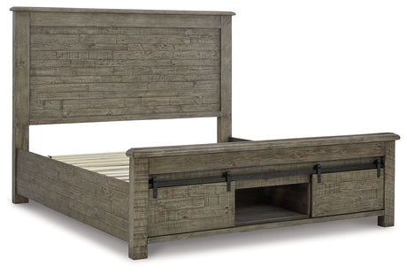 Brennagan Gray King Panel Bed With Storage