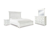 Kanwyn Whitewash Queen Panel Storage Bed, Dresser, Mirror And Nightstand