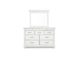 Kanwyn Whitewash Cal King Upholstered Panel Bed, Dresser, Mirror And Chest