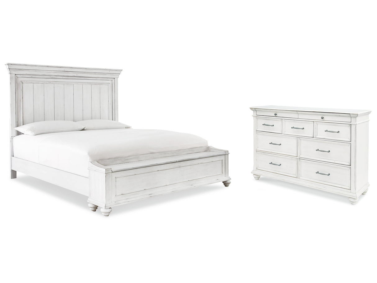 Kanwyn Whitewash King Storage Panel Bed And Dresser